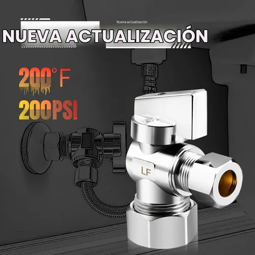 Vista 5 de Paquete de 2 válvulas de latón prémium (1/2 pulgada nominal comp) 5/8 pulgadas OD Comp x 3/8 pulgadas OD compresión de cuarto de vuelta ángulo