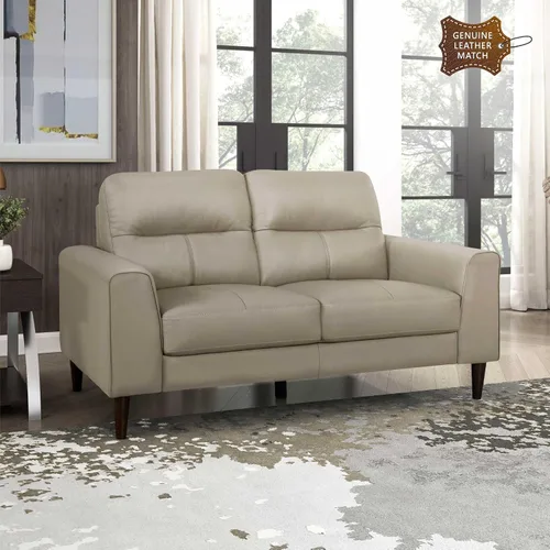 Vista 11 de Lexicon Juego de 2 muebles de sala de estar, juego de sofá de cuero de grano superior, brazo de pista, patas de madera maciza, cómodos sofás que