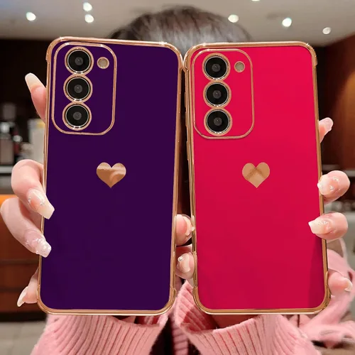 Vista 235 de phylla Funda de teléfono compatible con Samsung Galaxy A12 de 6.5 pulgadas, lindo corazón chapado en oro, elegante funda de lujo para mujer