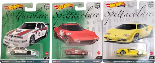 Vista 3 de Hot Wheels Car Culture 2023 Spettacolare Series - Paquete completo de 5 unidades (FPY86‑959B) Alfa Romeo Giulia GTA, 155 V6 Ti, Lancia Stratos