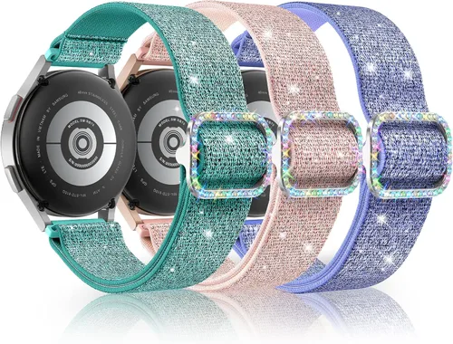 Vista 21 de LETOID Correas para Samsung Galaxy Watch para Mujeres, Correa de Nylon Elástica con Brillos Diseñada para Samsung Galaxy Watch 8/7/6/5/4/FE, Active