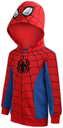 Vista 8 de Marvel Avengers Capitán América y Spiderman - Sudadera con capucha y cremallera para niños pequeños - Azul marinorojoblanco