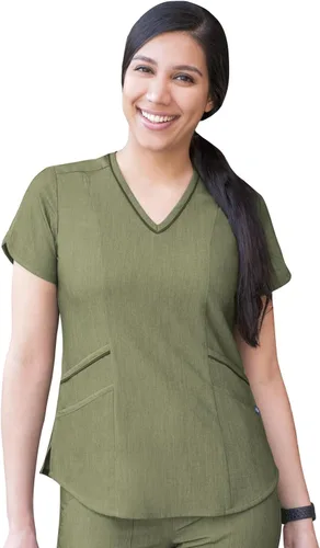Vista 13 de Adar Pro Scrubs para mujer - Moderno cuello en V Manzana