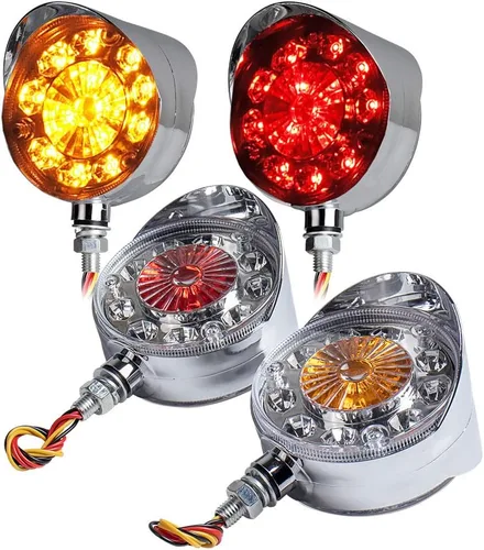 Vista 19 de Astra Depot 2 piezas de luz de cara doble de 3" redondas, 24 LED, color rojo, ámbar y blanco, para remolque de camión semi, tractor, vehículo largo