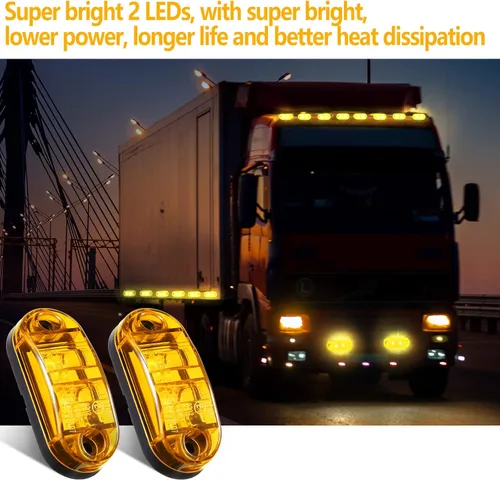 Vista 6 de Tallew 10 luces LED de remolque de 2.5 pulgadas, 2 diodos, impermeables, LED, marcador lateral, señal ovalada, luces de circulación para camión