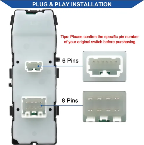 Vista 3 de Obaee Interruptor eléctrico de ventana compatible con Jeep Commander/Grand Cherokee 2006-2010, Chrysler Aspen/Chrysler 200/300/Sebring, Dodge