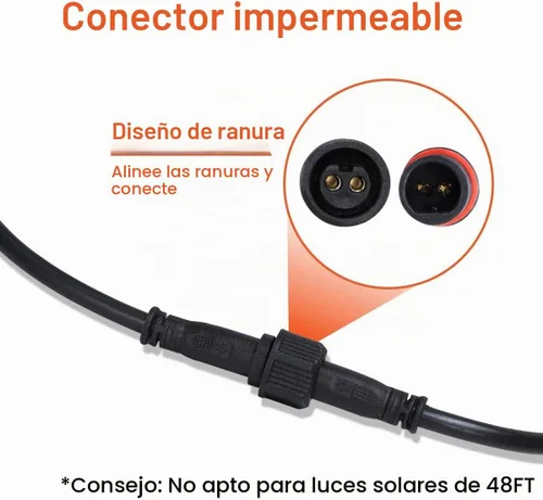 Vista 6 de TINSUM Cable de extensión solar 5m16.4 pies cables extensores cables dos núcleos con enchufe impermeable IP65 para solo para iluminación TIMSUM