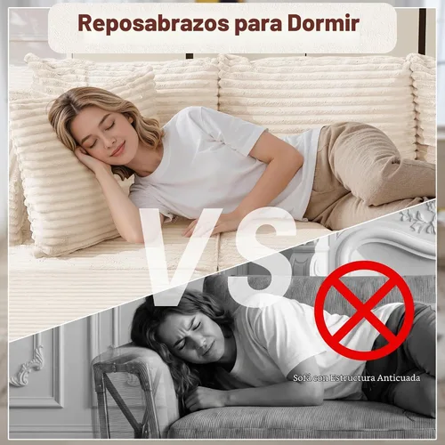 Vista 7 de Korser Sofás deshuesados para sala de estar, sofá de nube seccional con otomano, sofá en forma de L con asiento profundo de pana mullido y cómodo