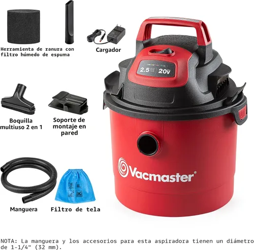Vista 2 de Vacmaster Aspiradora inalámbrica húmeda/seca de 2.5 galones de 20 V - DVOM202P 1101