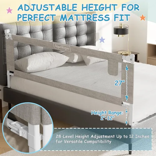 Vista 6 de Paquete de 3 rieles de cama tamaño Queen para niños pequeños, protector de riel de cama ajustable de altura especialmente diseñado para camas