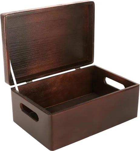 Vista 30 de Creative Deco Caja de almacenamiento grande de madera con tapa con bisagras 11.8 x 7.87 x 5.51 pulgadas (+-0.5) Caja de regalo sin acabar, lisa