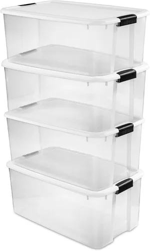 Vista 11 de Sterilite paquete de 6 cajas Ultra con pestillo, contenedores de almacenamiento con tapas, plástico transparente, 18 cuartos de galón - Contenedores