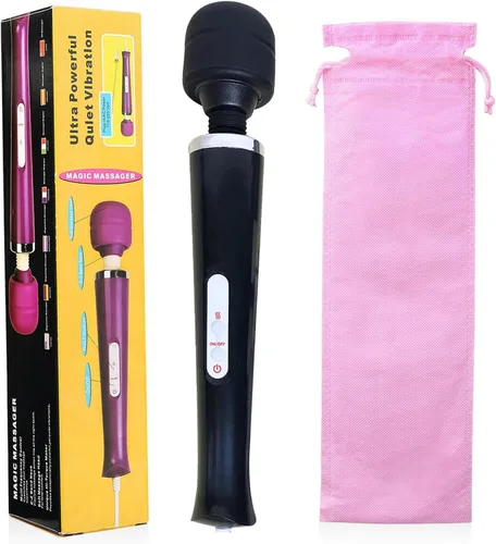 Vista 2 de Masajeador de potencia vibratoria, herramienta grande, masaje eléctrico deportivo para mujeres, masajeador muscular de tejido profundo de mano, Negro