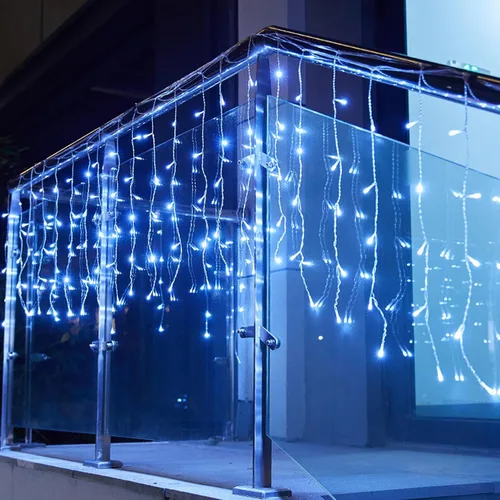 Vista 3 de GTSYDING - Luces LED de carámbano, 13 pies, 96 luces LED, 8 modos, cortina de ventana extensible, hada, Navidad, techo, colgante, luz parpadeante