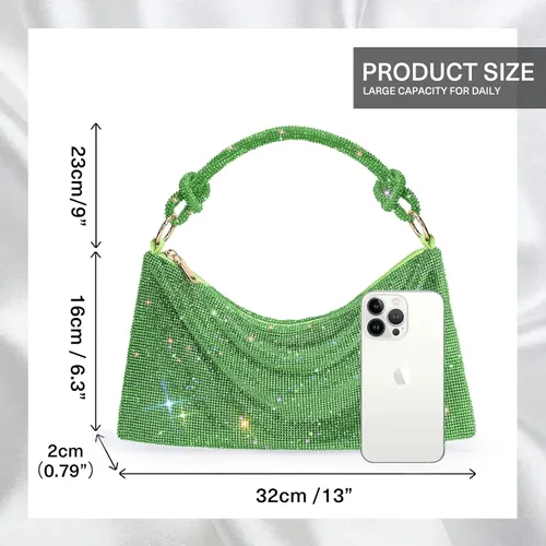 Vista 2 de WLLWOO WLLWOO Bolsos de mano con diamantes de imitación para mujer, bolsos de noche elegantes, bolsos cruzados brillantes para fiesta, club, boda