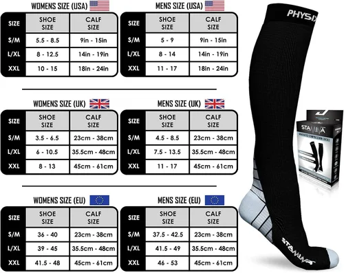 Vista 4 de Physix Gear Sport Calcetines de compresión para hombres y mujeres de 20 a 30 mmhg, ajuste atlético (1 par)