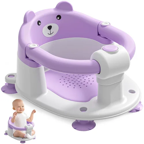Vista 11 de Asiento de baño para bebés de 6 meses en adelante, asientos de baño antideslizantes para bebés sentados, silla de bañera segura para bebés y recién