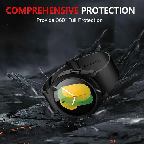 Vista 4 de Langboom Funda rígida negra compatible con Samsung Galaxy Watch 5 Galaxy Watch 4 de 1.575 pulgadas (1.575 in) con protector de pantalla, protector
