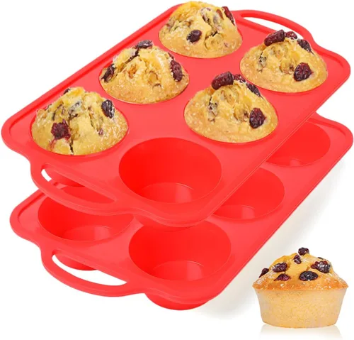 Vista 28 de CAKETIME Moldes de silicona para magdalenas para hornear, molde de tamaño regular para magdalenas, molde para hornear moldes de silicona