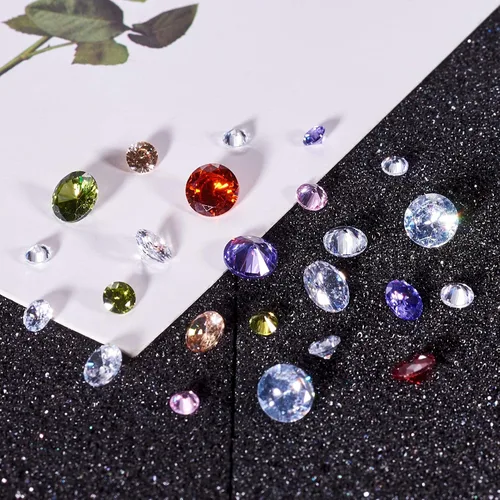 Vista 5 de Beadthoven - Mini cabujones de piedra de circonita cúbica con facetas puntiagudas y facetadas, cuentas de diamantes de circonita cúbica para hacer