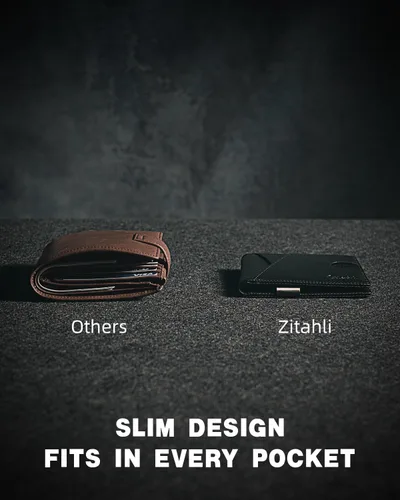 Vista 89 de Zitahli - Billeteras delgadas RFID para hombres, billetera de cuero flexible con clip de dinero, cartera minimalista con bolsillo frontal