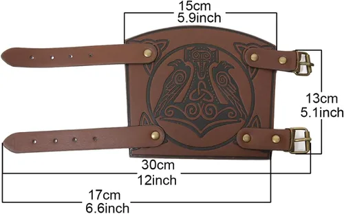 Vista 6 de GelConnie Guantelete de cuero pulsera vikingo de cuero protector de brazo medieval armadura brazaletes de cuero muñequeras Cosplay