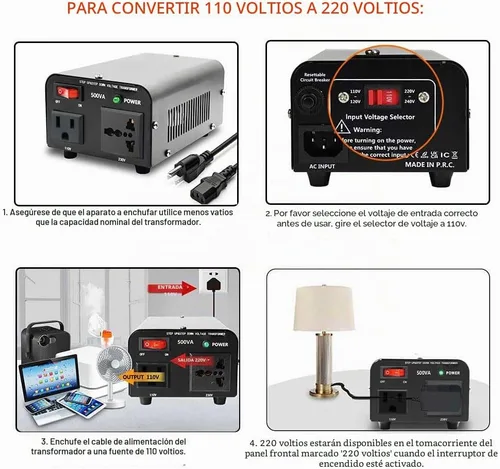 Vista 5 de Convertidor de voltaje de 500 W Convertidor de potencia (110 V a 220 V, 220 V a 110 V) Convertidor de paso hacia arriba/abajo 110/120 voltios