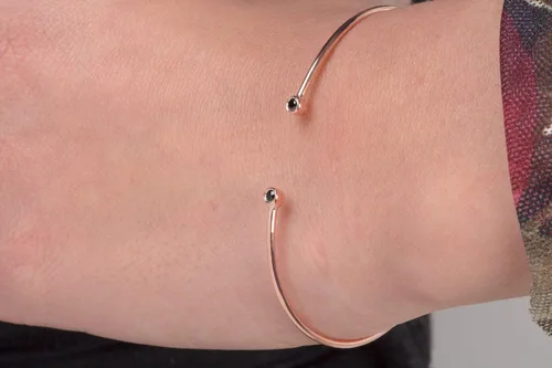 Vista 3 de Elegante joyero para mujer, pulsera de diamantes en oro macizo de 9k, 14k y 18k, brazalete de dos diamantes, brazalete de oro femenino para ella