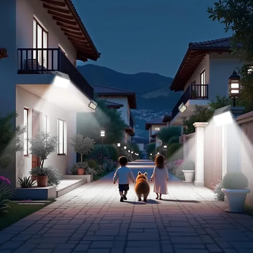 Vista 6 de CREATESTAR Luces solares para exteriores con control remoto regulables, impermeables, superbrillantes, luces de seguridad para porche, patio
