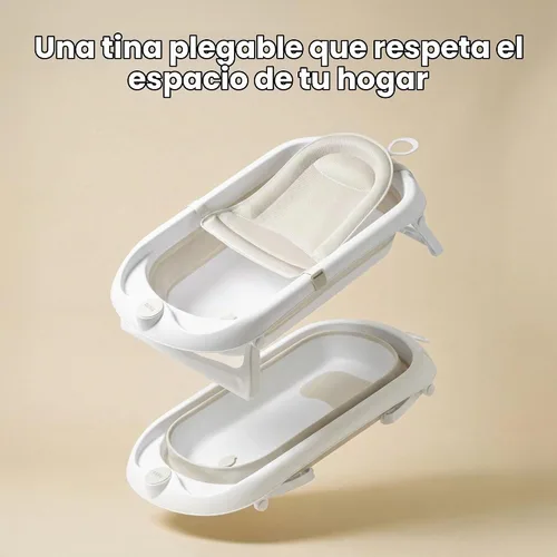 Vista 2 de Frida Bañera plegable 2 en 1 para bebé, eslinga de soporte extraíble, 0-24 meses Blanco