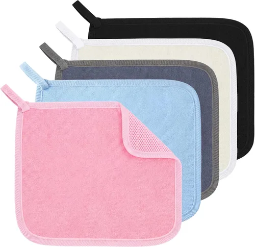 Vista 12 de Tatuo 5 paños exfoliantes para el rostro y el cuerpo, tejido de toalla para el baño, exfoliante, masaje, paño de baño para mujeres y hombres, 10.63