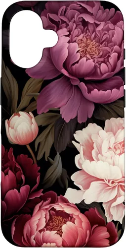 Vista 32 de Carcasa para iPhone 17 con diseño floral de peonía rosa magenta y rubor