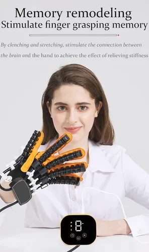 Vista 5 de Guantes de robot de rehabilitación 2024, equipo de recuperación de trazo de mano, dispositivo eléctrico de entrenamiento de mano con dedos,