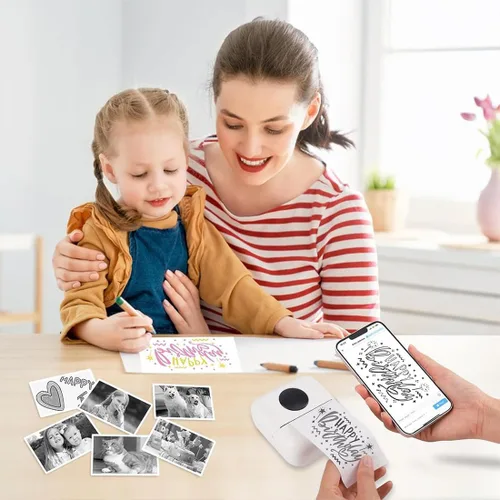 Vista 7 de 10 rollos de papel adhesivo para impresora térmica, 2.244 x 0.984 in, autoadhesivo, para mini impresora adhesiva, cámara instantánea