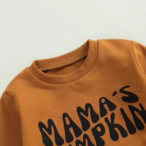Vista 3 de pengnight Conjunto de 2 piezas de sudadera con estampado de flores de calabaza y manga larga para Halloween