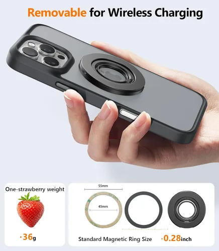 Vista 6 de TORRAS 2025 Mejora [Doble Anillo] Compatible con Soporte de Anillo para Teléfono MagSafe [Doble Anillo] Compatible con Soporte Magnético MagSafe