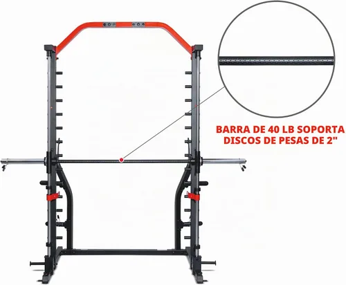 Vista 6 de Sunny Health & Fitness Olympic Smith - Estante para sentadillas con barra
