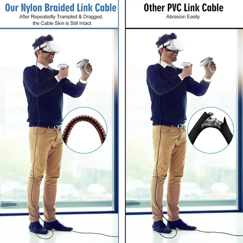 Vista 3 de Kuject - Cable Link USB 30 tipo A a C de 16 pies de largo compatible con Oculus Quest 2 cable de carga largo hecho de nailon trenzado