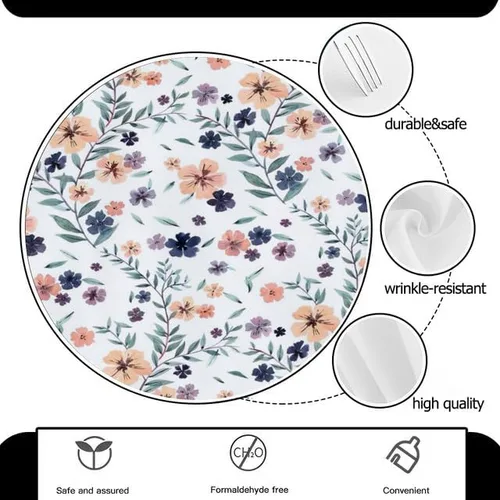 Vista 3 de Exquisite Floral Round Tablecloth White Table Cloth Decor Washable Table Cover with Wrinkle Resistant for Home Kitchen Dining Room Picnic Camping