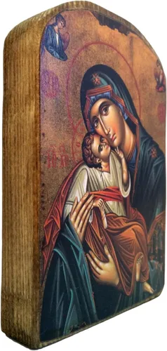 Vista 4 de Icono de madera griego cristiano ortodoxo madera de la madre de Jesús y Jesucristo / mp2