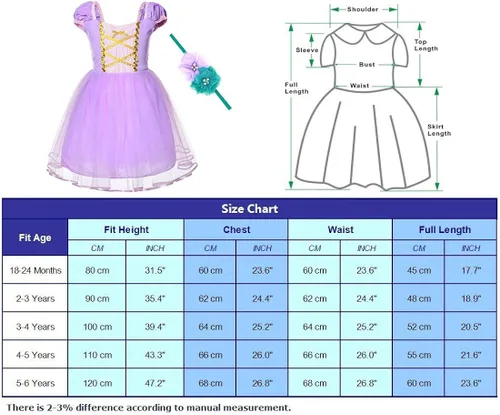 Vista 7 de Little Girls Princess Costume For Birthday Party With Headband