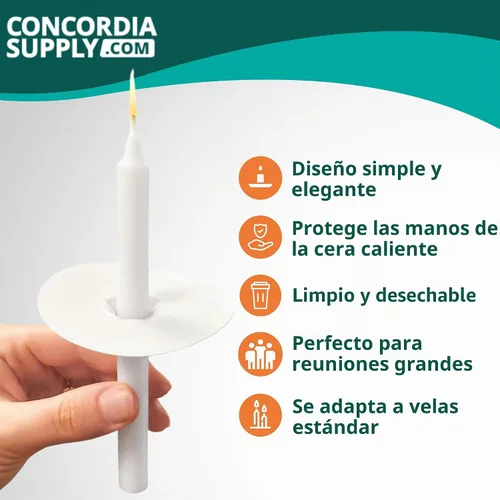 Vista 2 de Concordia Supply Protectores de goteo de velas de disco de papel de 3