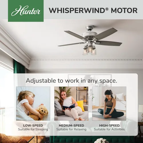 Vista 5 de Hunter Bennett 54190 - Ventilador de techo para interiores de 52 pulgadas con luces LED y control remoto, ventilador de techo de montaje estándar, 5