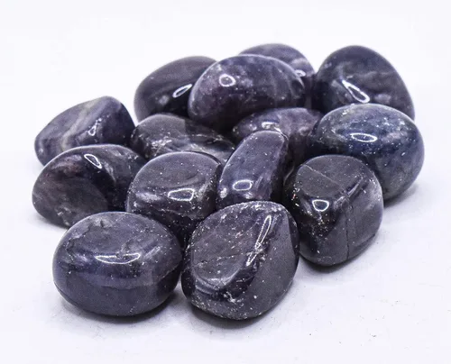 Vista 9 de Piedras de iolita azul púrpura pulidas naturales "zafiro de agua", cordierita dicroita, piedras preciosas de cristal mineral espumoso, especímenes