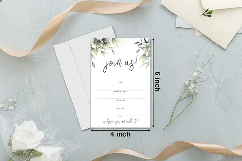 Vista 2 de Tarjetas de invitación Únete a nosotros con sobres - Tarjetas de invitación de vegetación para todas las ocasiones, boda, compromiso, recepción