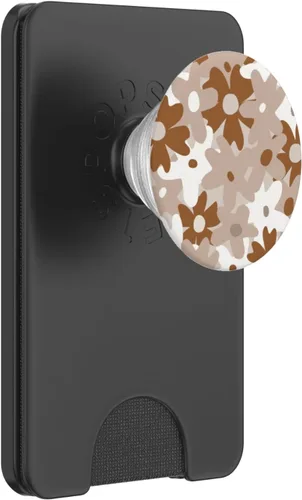 Vista 7 de PopSockets intercambiables PopSockets PopGrip con diseño retro y bohemio, diseño de flores beige