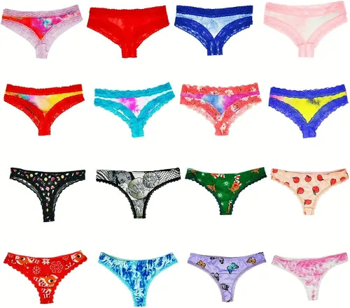Vista 3 de Dircho Ropa interior para mujer, paquete variado de tangas con ribete de encaje, bragas hipsters y más surtidos a granel