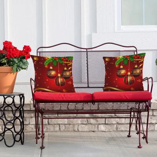 Vista 4 de Swono Juego de 2 fundas de almohada cuadradas decorativas de 18 x 18 pulgadas, bolas de Navidad de Año Nuevo, juego de 2 fundas de almohada