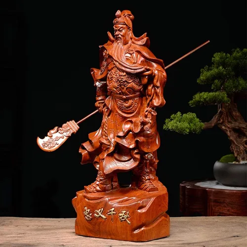 Vista 3 de Estatua de Buda Feng Shui de 11.8 pulgadas de alto Guan Yu/Guan Gong Warlord Estatua Cuchillo Cuan Yu Gong/Kwan Kung/Guangong Decoración china