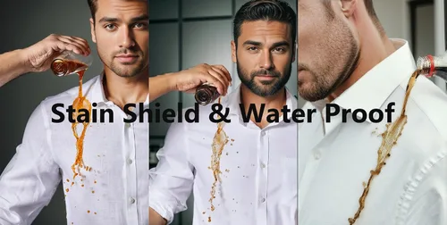 Vista 4 de Year In Year Out Camisas de vestir con protección contra el agua y las manchas para hombre, camisas de manga larga con botones para hombres